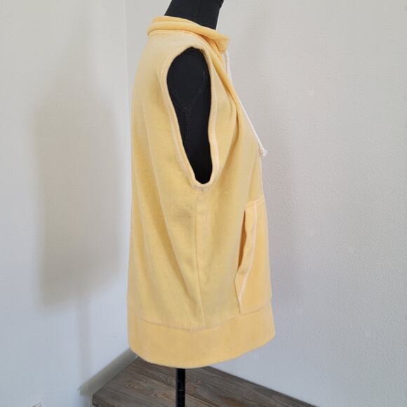Vintage‎ Y2K Claudia B. Velour Yellow Hoodie Zip-Up Vest Streetwear Medium USA - Picture 6 of 8